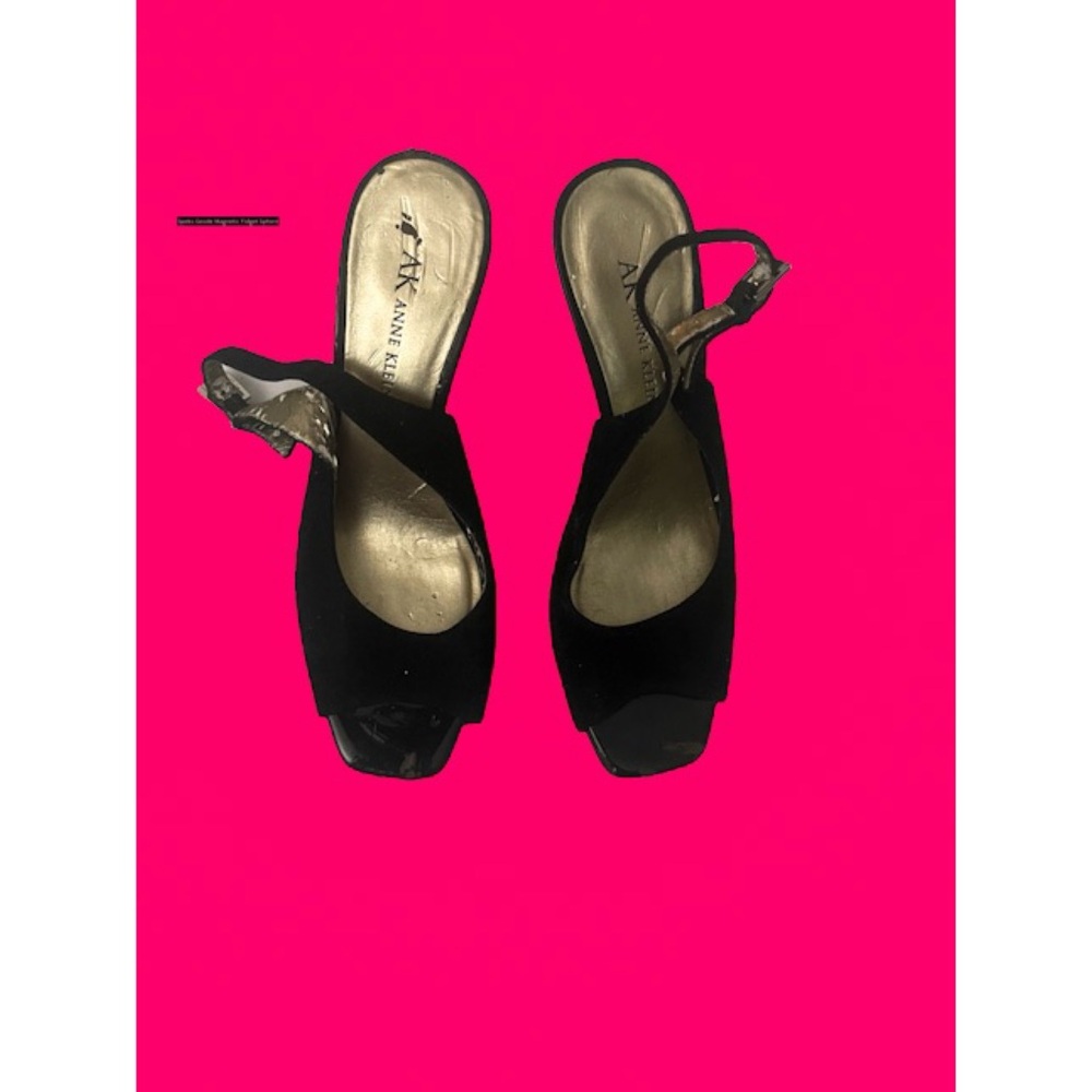 Anne Klein Black and Gold Heels